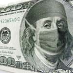 Dollar Bill with medical mask over George Washington's Face